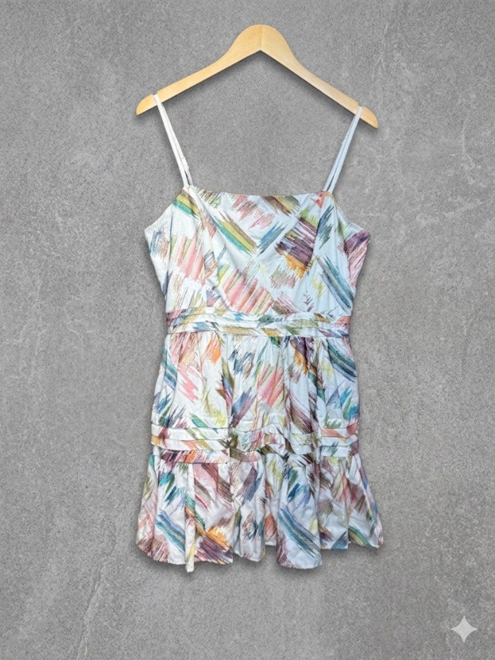 Willa Story Maura Dress Embroidered Linen White Multi-Color Size L NWT